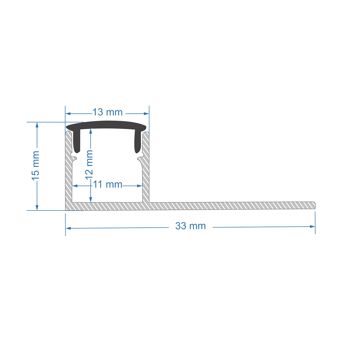 LEDTM® ALP-PLASTERIN GYPSO 70835-3M Χωνευτό Τερματικό Προφίλ Αλουμινίου Ειδικό για Γυψοσανίδα με Μαύρο Φιμέ Πατητό Κάλυμμα για Ταινίες LED IP20 - Ασημί & Μαύρο - Μ300 x Π3.1 x Υ1.3cm - Πακέτο 5 Τεμαχίων - Image 6