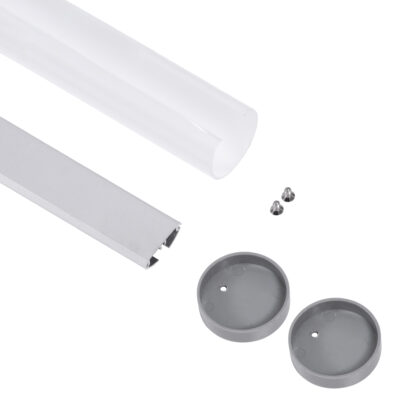 LEDTM® ALP-ROUND TUBIT 70853-3M Επιφανειακό & Κρεμαστό Προφίλ Αλουμινίου με Λευκό Γαλακτερό Πατητό Κάλυμμα για Ταινίες LED IP20 - Ασημί & Λευκό - Μ300 x Π3 x Υ3cm - Image 3