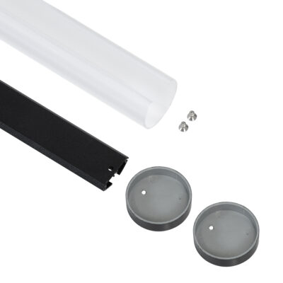 LEDTM® ALP-ROUND TUBIT 70854-3M Επιφανειακό & Κρεμαστό Προφίλ Αλουμινίου με Λευκό Γαλακτερό Πατητό Κάλυμμα για Ταινίες LED IP20 - Μαύρο & Λευκό - Μ300 x Π3 x Υ3cm - Image 3