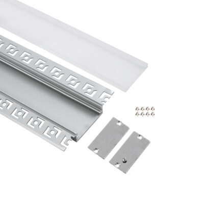 LEDTM® ALP-PLASTERIN GYPSO 70861-3M Χωνευτό Προφίλ Αλουμινίου Ειδικό για Γυψοσανίδα με Λευκό Γαλακτερό Πατητό Κάλυμμα για Ταινίες LED IP20 - Ασημί & Λευκό - Μ300 x Π7.8 x Υ1.4cm - Πακέτο 5 Τεμαχίων - Image 3