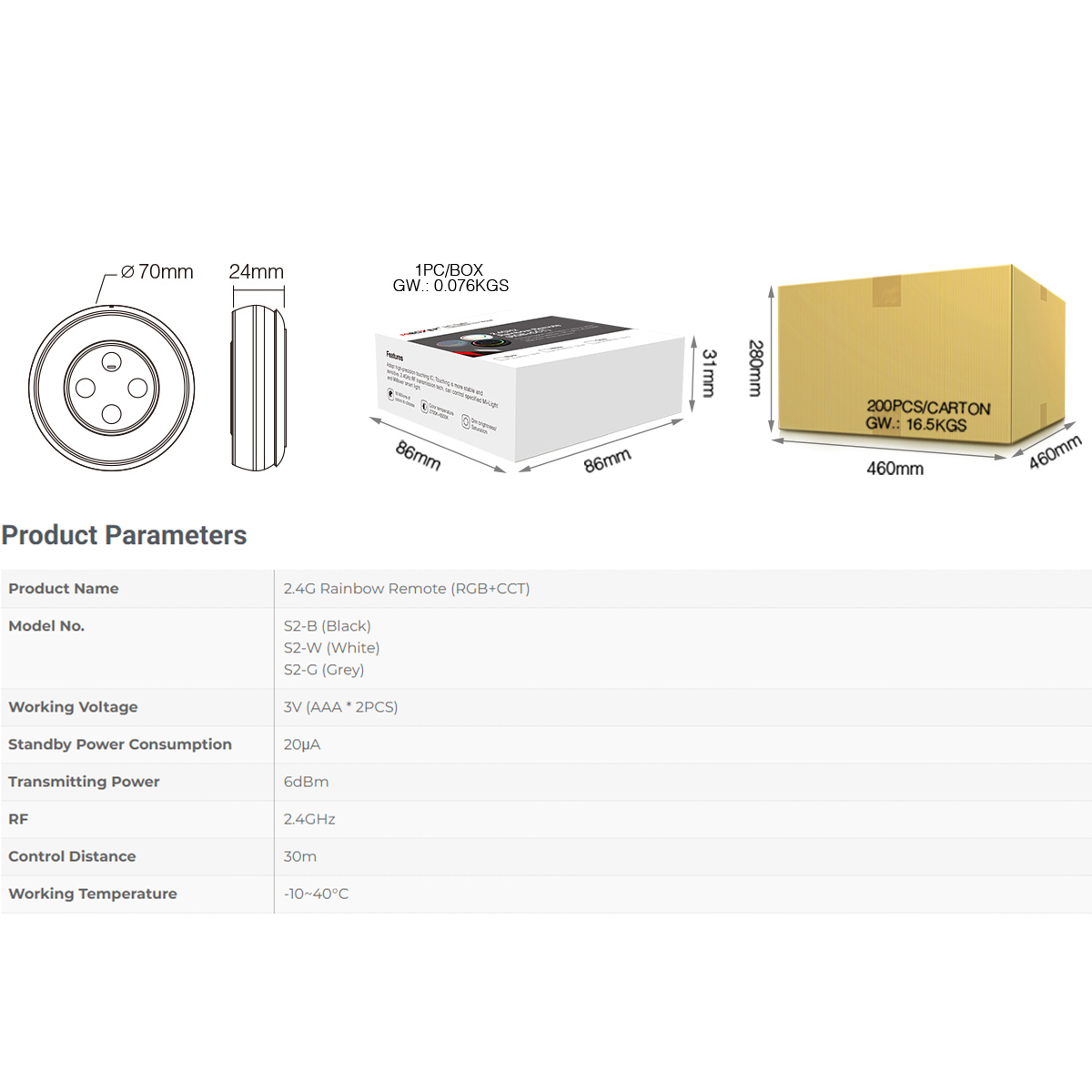 LEDTM® 71434 S2-B Mi-Light Ασύρματο Χειριστήριο Αφής RF 2.4Ghz για όλα τα RGBW+WW Mi-BOXER Controller DC 3V 2 x AAA - IP20 Μαύρο Φ7 x Υ2.5cm - 5 Years Warranty - Image 13