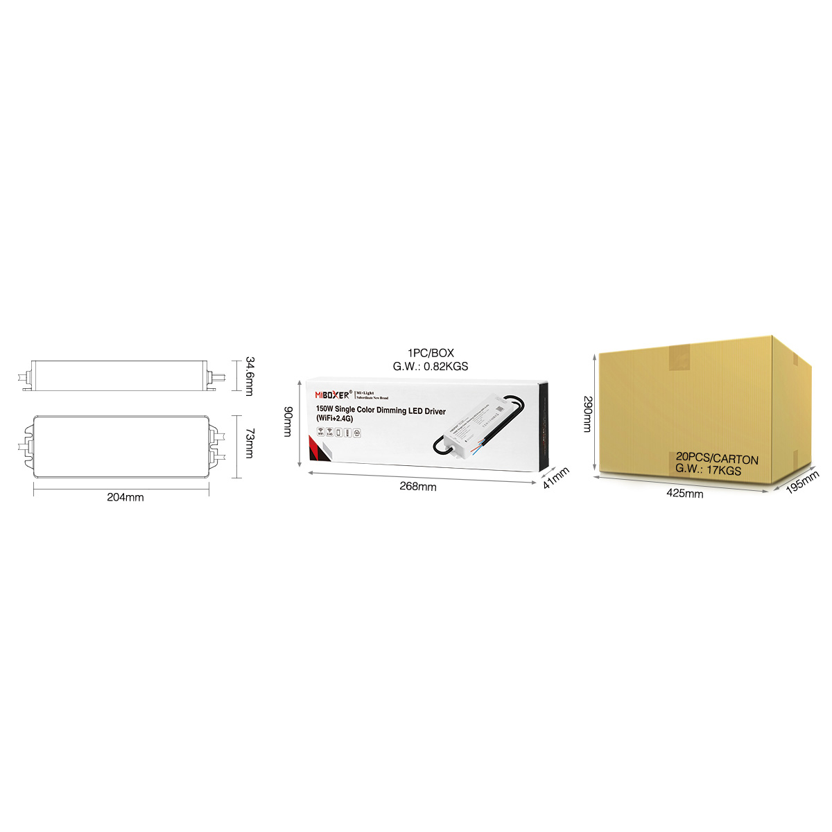 LEDTM® 71438 WP1-P150V24 Mi-BOXER DC Smart Wifi & RF 2.4Ghz & Push Dimming Power Supply Τροφοδοτικό SELV & Controller / Dimmer All in One AC100-240V σε DC 24V 1 x 6.25A 150W - Max 6.25A 150W - Αδιάβροχο IP67 Μ22.5 x Π7 x Υ3.5cm - 3 Years Warranty - Image 7