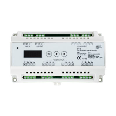 LEDTM® 71449 D12 SKYDANCE DC DMX & RDM Dimmer Din Rail Ράγας High Speed Controller / Decoder / Master 12 Καναλιών DC 12-24V 12 x 5A 120W - Max 60.5A 1440W - IP20 Μ15.5 x Π9 x Υ6cm - 5 Years Warranty - Image 3