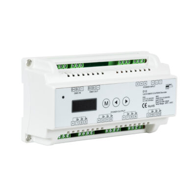 LEDTM® 71449 D12 SKYDANCE DC DMX & RDM Dimmer Din Rail Ράγας High Speed Controller / Decoder / Master 12 Καναλιών DC 12-24V 12 x 5A 120W - Max 60.5A 1440W - IP20 Μ15.5 x Π9 x Υ6cm - 5 Years Warranty - Image 4
