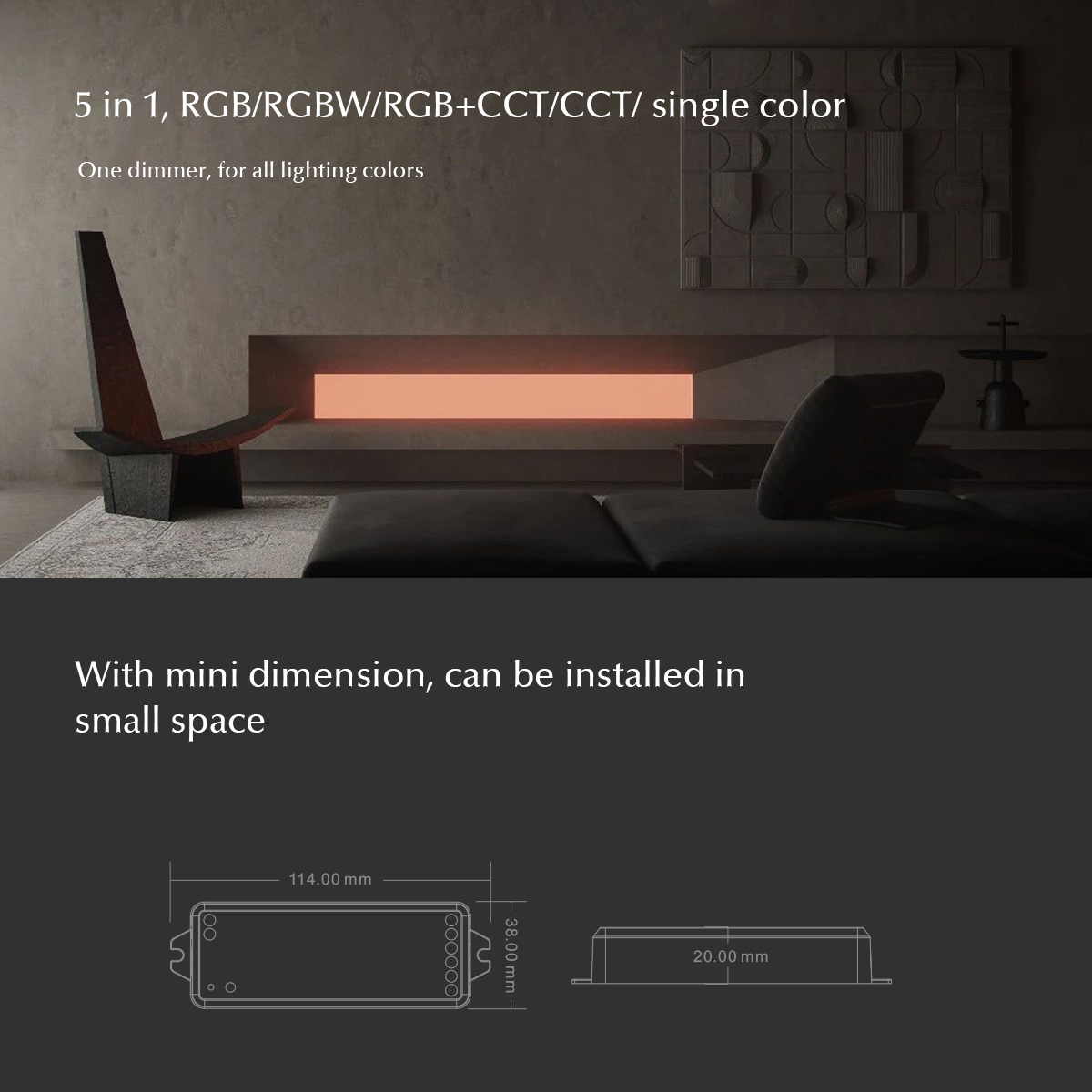LEDTM® 73010 WT5 SKYDANCE DC WiFi & RF 2.4Ghz Dimmer High Speed Controller 5 Καναλιών DC 12-24V 5 x 3A 72W - Max 15A 360W - IP20 Μ10 x Π4 x Υ2cm - 5 Years Warranty - Image 14