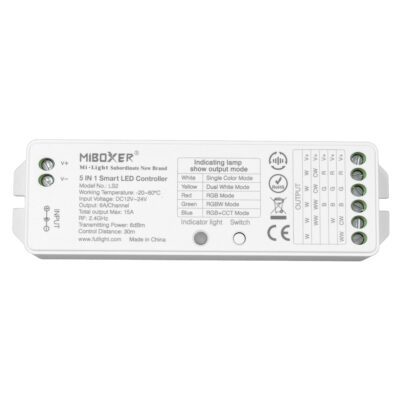 LEDTM® 73422 LS2 Mi-BOXER DC RF 2.4Ghz 5 in 1 Dimmer High Speed Controller / Dimmer 5 Καναλιών DC 12-24V 5 x 3A 72W - Max 15A 360W - IP20 RGBW+WW Μ13 x Π5 x Υ2.5cm - 5 Years Warranty - Image 4