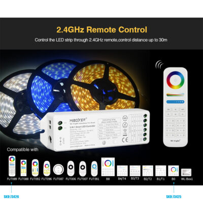 LEDTM® 73422 LS2 Mi-BOXER DC RF 2.4Ghz 5 in 1 Dimmer High Speed Controller / Dimmer 5 Καναλιών DC 12-24V 5 x 3A 72W - Max 15A 360W - IP20 RGBW+WW Μ13 x Π5 x Υ2.5cm - 5 Years Warranty - Image 10