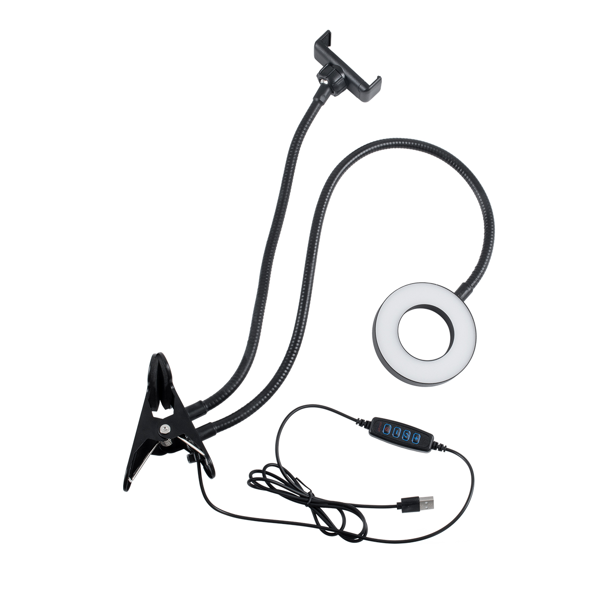 LEDTM® 75809 Professional Digital Ring Light Φ9cm LED SMD 10W 1000lm 180° DC 5V με Καλώδιο Τροφοδοσίας USB - Ενσωματωμένο Χειριστήριο Εναλλαγής Χρωμάτων & 1 Βάση Τηλεφώνου - CCT Θερμό Λευκό 3000K - Φυσικό Λευκό 4500K - Ψυχρό Λευκό 6000K Dimmable Μαύρο - Image 9