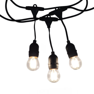LEDTM® E27GARLAND 78985 Μοντέρνο Φωτιστικό Κήπου Γιρλάντα 20m με Ντουί 15 x E27 & Πρίζα Schuko Επεκτεινόμενη 90° AC 220-240V IP65 - Μαύρο - Μ1500 x Π127 x Υ16cm - Image 6