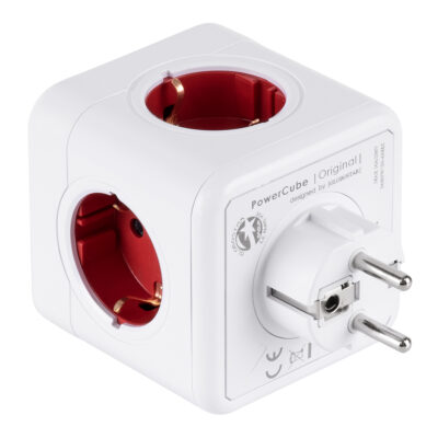 LEDTM® TRAVEL PowerCube PRO Certified 79628 Πολύπριζο 5 Θέσεων με 5 Πρίζες Ασφαλείας Childproof EU Schuko AC 220-240V Μ7.5 x Π11.5 x Υ7.5 - Λευκό με Κόκκινο - Max Load 3680W/16A - Image 4