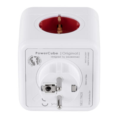 LEDTM® TRAVEL PowerCube PRO Certified 79628 Πολύπριζο 5 Θέσεων με 5 Πρίζες Ασφαλείας Childproof EU Schuko AC 220-240V Μ7.5 x Π11.5 x Υ7.5 - Λευκό με Κόκκινο - Max Load 3680W/16A - Image 5