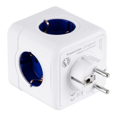 LEDTM® TRAVEL PowerCube PRO Certified 79629 Πολύπριζο 5 Θέσεων με 5 Πρίζες Ασφαλείας Childproof EU Schuko AC 220-240V Μ7.5 x Π11.5 x Υ7.5 - Λευκό με Μπλε - Max Load 3680W/16A - Image 4