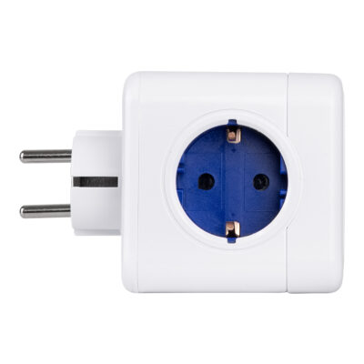 LEDTM® TRAVEL PowerCube PRO Certified 79629 Πολύπριζο 5 Θέσεων με 5 Πρίζες Ασφαλείας Childproof EU Schuko AC 220-240V Μ7.5 x Π11.5 x Υ7.5 - Λευκό με Μπλε - Max Load 3680W/16A - Image 7