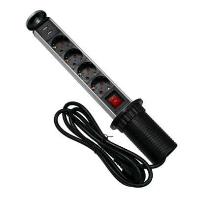 LEDTM® 79631 Χωνευτό Πτυσσόμενο Πολύμπριζο με 4 Πρίζες Ασφαλείας EU Σούκο AC 230V Max 4000W & 2 Εξόδους USB DC 5V Max 3A 18W & Ενσωματωμένο Διακόπτη Οn/Off - Image 3