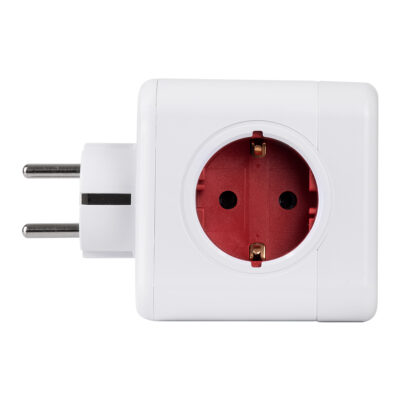LEDTM® TRAVEL PowerCube PRO Certified 79634 Πολύπριζο 6 Θέσεων με 4 Πρίζες Ασφαλείας Childproof EU Schuko AC 220-240V & 2 Πρίζες USB Max 2.1A/DC 5V Μ7.5 x Π11.5 x Υ7.5 - Λευκό με Κόκκινο - Max Load 3680W/16A - Image 7