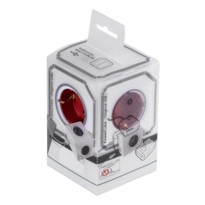 LEDTM® TRAVEL PowerCube PRO Certified 79634 Πολύπριζο 6 Θέσεων με 4 Πρίζες Ασφαλείας Childproof EU Schuko AC 220-240V & 2 Πρίζες USB Max 2.1A/DC 5V Μ7.5 x Π11.5 x Υ7.5 - Λευκό με Κόκκινο - Max Load 3680W/16A - Image 10