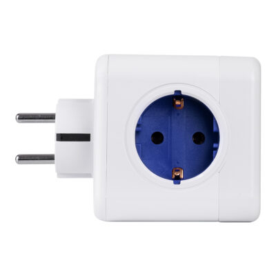 LEDTM® TRAVEL PowerCube PRO Certified 79638 Πολύπριζο 6 Θέσεων με 4 Πρίζες Ασφαλείας Childproof EU Schuko AC 220-240V & 2 Πρίζες USB Max 2.1A/DC 5V Μ7.5 x Π11.5 x Υ7.5 - Λευκό με Μπλε - Max Load 3680W/16A - Image 7
