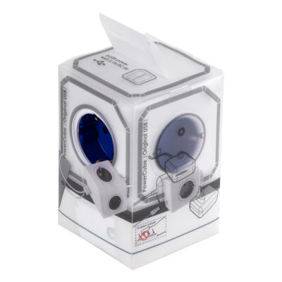 LEDTM® TRAVEL PowerCube PRO Certified 79638 Πολύπριζο 6 Θέσεων με 4 Πρίζες Ασφαλείας Childproof EU Schuko AC 220-240V & 2 Πρίζες USB Max 2.1A/DC 5V Μ7.5 x Π11.5 x Υ7.5 - Λευκό με Μπλε - Max Load 3680W/16A - Image 10