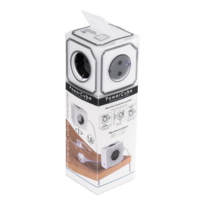 LEDTM® TRAVEL PowerCube PRO Certified 79639 Πολύπριζο 6 Θέσεων με 1.5m Kαλώδιο - 4 Πρίζες Ασφαλείας Childproof EU Schuko AC 220-240V & 2 Πρίζες USB Max 2.1A/DC 5V Μ7.5 x Π7.5 x Υ7.5 - Λευκό με Γκρι - Max Load 3680W/16A - Image 11