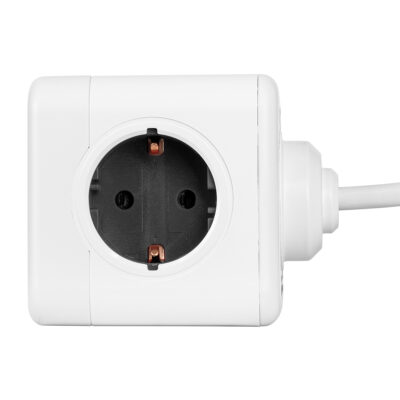 LEDTM® TRAVEL PowerCube PRO Certified 79639 Πολύπριζο 6 Θέσεων με 1.5m Kαλώδιο - 4 Πρίζες Ασφαλείας Childproof EU Schuko AC 220-240V & 2 Πρίζες USB Max 2.1A/DC 5V Μ7.5 x Π7.5 x Υ7.5 - Λευκό με Γκρι - Max Load 3680W/16A - Image 7