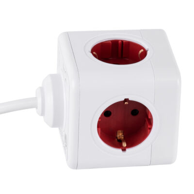 LEDTM® TRAVEL PowerCube PRO Certified 79642 Πολύπριζο 6 Θέσεων με 1.5m Kαλώδιο - 4 Πρίζες Ασφαλείας Childproof EU Schuko AC 220-240V & 2 Πρίζες USB Max 2.1A/DC 5V Μ7.5 x Π7.5 x Υ7.5 - Λευκό με Κόκκινο - Max Load 3680W/16A - Image 6