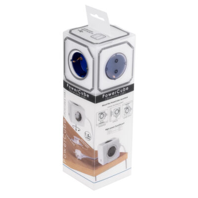 LEDTM® TRAVEL PowerCube PRO Certified 79643 Πολύπριζο 6 Θέσεων με 1.5m Kαλώδιο - 4 Πρίζες Ασφαλείας Childproof EU Schuko AC 220-240V & 2 Πρίζες USB Max 2.1A/DC 5V Μ7.5 x Π7.5 x Υ7.5 - Λευκό με Μπλε - Max Load 3680W/16A - Image 11