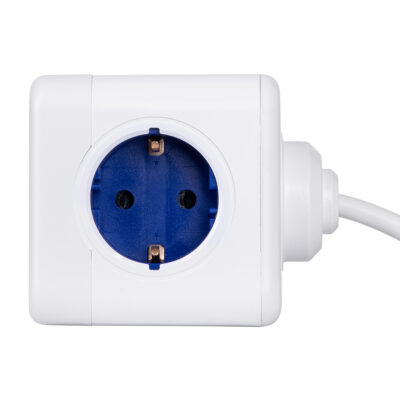 LEDTM® TRAVEL PowerCube PRO Certified 79643 Πολύπριζο 6 Θέσεων με 1.5m Kαλώδιο - 4 Πρίζες Ασφαλείας Childproof EU Schuko AC 220-240V & 2 Πρίζες USB Max 2.1A/DC 5V Μ7.5 x Π7.5 x Υ7.5 - Λευκό με Μπλε - Max Load 3680W/16A - Image 7