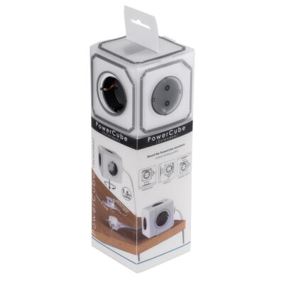 LEDTM® TRAVEL PowerCube PRO Certified 79644 Πολύπριζο 5 Θέσεων με 1.5m Kαλώδιο - 5 Πρίζες Ασφαλείας Childproof EU Schuko AC 220-240V Μ7.5 x Π7.5 x Υ7.5 - Λευκό με Γκρι - Max Load 3680W/16A - Image 11