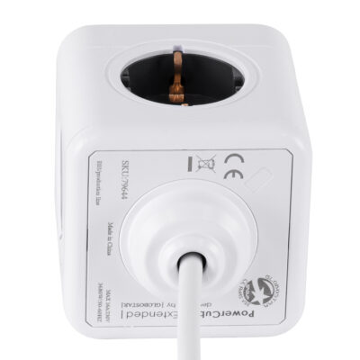 LEDTM® TRAVEL PowerCube PRO Certified 79644 Πολύπριζο 5 Θέσεων με 1.5m Kαλώδιο - 5 Πρίζες Ασφαλείας Childproof EU Schuko AC 220-240V Μ7.5 x Π7.5 x Υ7.5 - Λευκό με Γκρι - Max Load 3680W/16A - Image 5