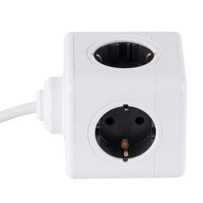 LEDTM® TRAVEL PowerCube PRO Certified 79644 Πολύπριζο 5 Θέσεων με 1.5m Kαλώδιο - 5 Πρίζες Ασφαλείας Childproof EU Schuko AC 220-240V Μ7.5 x Π7.5 x Υ7.5 - Λευκό με Γκρι - Max Load 3680W/16A - Image 6