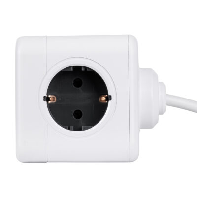 LEDTM® TRAVEL PowerCube PRO Certified 79644 Πολύπριζο 5 Θέσεων με 1.5m Kαλώδιο - 5 Πρίζες Ασφαλείας Childproof EU Schuko AC 220-240V Μ7.5 x Π7.5 x Υ7.5 - Λευκό με Γκρι - Max Load 3680W/16A - Image 8