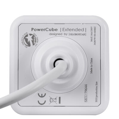 LEDTM® TRAVEL PowerCube PRO Certified 79644 Πολύπριζο 5 Θέσεων με 1.5m Kαλώδιο - 5 Πρίζες Ασφαλείας Childproof EU Schuko AC 220-240V Μ7.5 x Π7.5 x Υ7.5 - Λευκό με Γκρι - Max Load 3680W/16A - Image 9