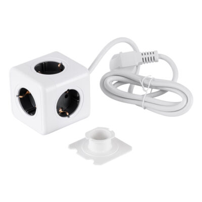 LEDTM® TRAVEL PowerCube PRO Certified 79644 Πολύπριζο 5 Θέσεων με 1.5m Kαλώδιο - 5 Πρίζες Ασφαλείας Childproof EU Schuko AC 220-240V Μ7.5 x Π7.5 x Υ7.5 - Λευκό με Γκρι - Max Load 3680W/16A - Image 10