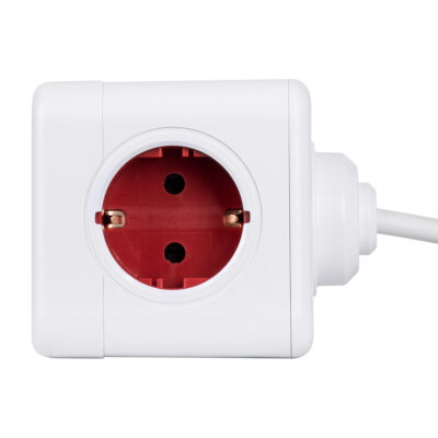 LEDTM® TRAVEL PowerCube PRO Certified 79645 Πολύπριζο 5 Θέσεων με 1.5m Kαλώδιο - 5 Πρίζες Ασφαλείας Childproof EU Schuko AC 220-240V Μ7.5 x Π11.5 x Υ7.5 - Λευκό με Κόκκινο - Max Load 3680W/16A - Image 8