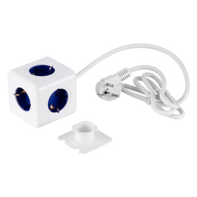 LEDTM® TRAVEL PowerCube PRO Certified 79646 Πολύπριζο 5 Θέσεων με 1.5m Kαλώδιο - 5 Πρίζες Ασφαλείας Childproof EU Schuko AC 220-240V Μ7.5 x Π11.5 x Υ7.5 - Λευκό με Μπλε - Max Load 3680W/16A - Image 10
