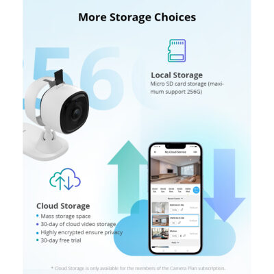 LEDTM® 80105 SONOFF S-CAM Slim Smart Home Security Camera WiFi 2.4GHz 1080P 130° Two Way Audio - Local & Cloud Storage - Nigh Vision - Motion Detection - Motion Alarm DC 5V 1A - Image 11