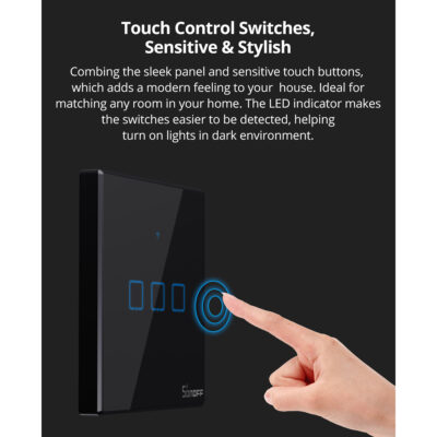 LEDTM® 80131  SONOFF T2EU2C-RF - 433MHz Wireless Smart Wall Touch Button Switch AC 100-240V Max 4A (2A/Way) 2 Way - RF Series - Image 11