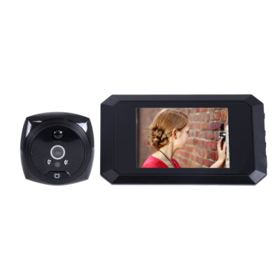 LEDTM® 86063 Επαναφορτιζόμενη Ψηφιακή Έξυπνη Camera Εξώπορτας 90° Μοιρών με Έγχρωμη Οθόνη 4.1" Inches - USB - Νυχτερινή Όραση με LED IR - Κουδούνι - Μαύρο - Image 3