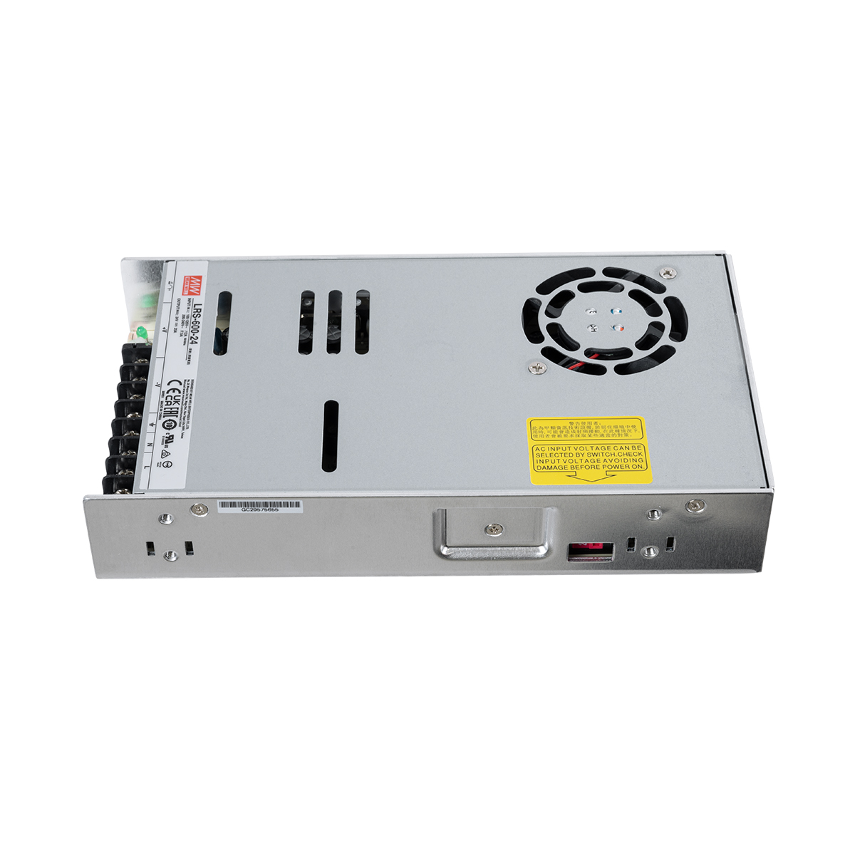 LEDTM® MEANWELL-LRS600-24 90788 Τροφοδοτικό/Μετασχηματιστής Class I PELV 600W 25A AC 220-240V σε DC 24V IP20 - Ρυθμιζόμενo από DC 22.8V έως DC 26.4V - Ασημί - Μ22.5 x Π12.4 x Υ4.1cm - 3 Χρόνια Εγγύηση - Image 4