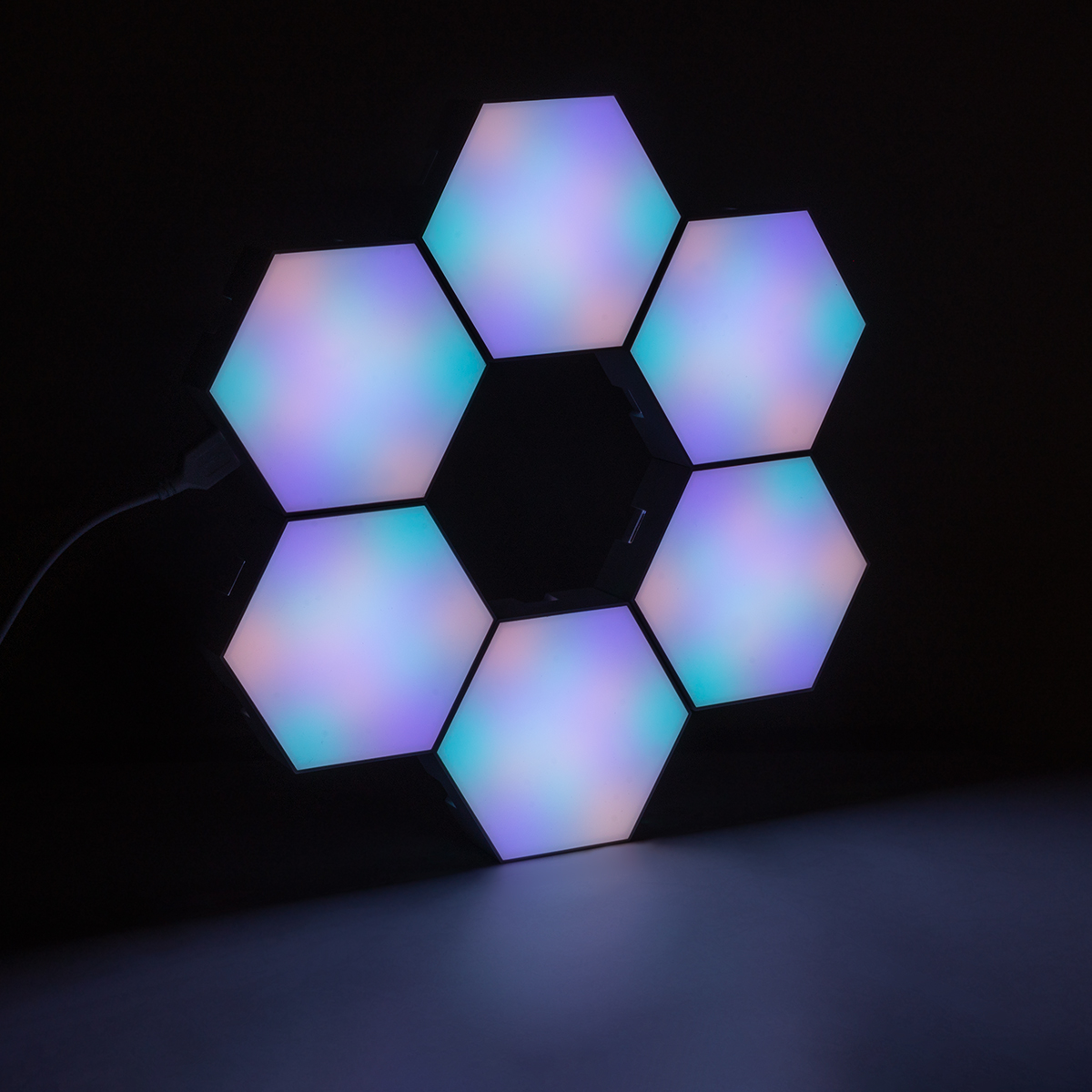 LEDTM® DIGIOCTA 90448 Σετ 6 Ψηφιακων LED RGB Φωτιστικών Κυψελών με Ψηφιακό Controller με WiFi Smart APP & Ασύρματο Χειριστήριο RF 2.4Ghz - LED SMD 5050 9W/Σετ 84PIXEL/Σετ 720lm/Σετ 120° DC 5V με USB 2.0 IP20 Πολύχρωμο RGB - Dimmable - Μ10.5 x Π10.5 x Υ3cm Ανά Κυψέλη - 2 Χρόνια Εγγύηση - Image 15