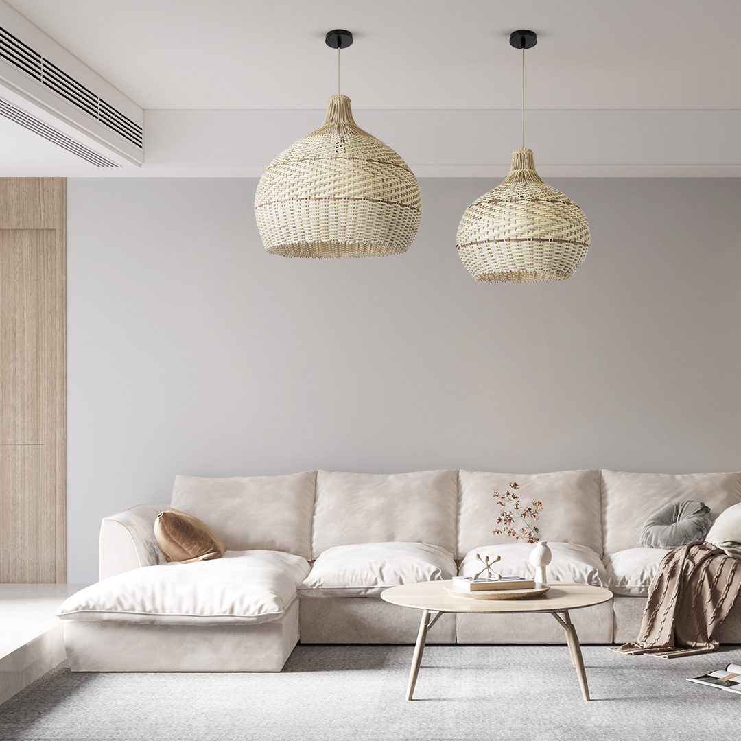 LEDTM® SANTACRUZ 01951 Boho Κρεμαστό Φωτιστικό Οροφής με Ντουί 1 x E27 AC 220-240V IP20 - Μπεζ & Καφέ - Μ60 x Π60 x Υ60cm - Image 12