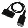 LEDTM S-40056 Διφασικός Connector 3 Καλωδίων με 1 Μέτρο Υφασμάτινο Καλώδιο και Ντουί E27 για Μαύρη Ράγα Οροφής