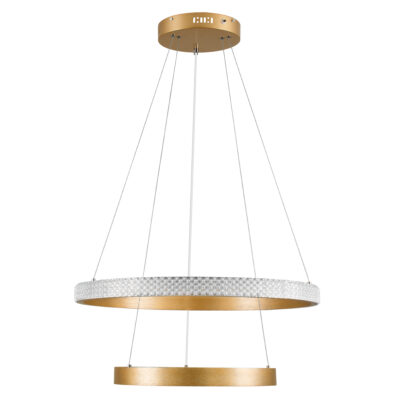 LEDTM® DIAMOND DUO 61151-DECO Κρεμαστό Φωτιστικό Δαχτυλίδι-Κύκλος LED CCT 75W 8743lm 360° AC 220-240V - Εναλλαγή Φωτισμού μέσω Τηλεχειριστηρίου All In One Ψυχρό 6000k+Φυσικό 4500k+Θερμό 2700k Dimmable Φ40+60cm - Χρυσό Βούρτσας - 3 Years Warranty - Image 6