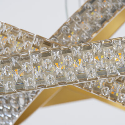 LEDTM® DIAMOND TRIO 61137-DECO Κρεμαστό Φωτιστικό Δαχτυλίδι-Κύκλος LED CCT 100W 12123lm 360° AC 220-240V - Εναλλαγή Φωτισμού μέσω Τηλεχειριστηρίου All In One Ψυχρό 6000k+Φυσικό 4500k+Θερμό 2700k Dimmable Φ25+40+60cm - Χρυσό Βούρτσας - 3 Years Warranty - Image 4