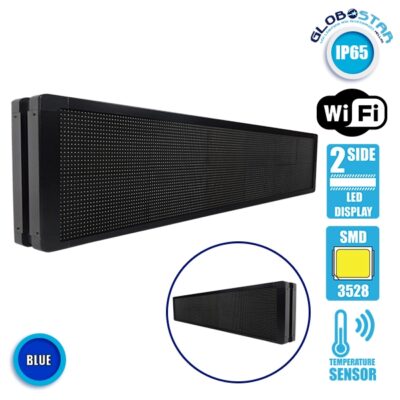 LEDTM®DISPLAY 90333 Κυλιόμενη Ψηφιακή Επιγραφή P10 Διπλής Όψης LED AC 220-240V Αδιάβροχο IP65 Μπλε - WiFi Control μέσω FK APP - Αισθητήρας Θερμοκρασίας & Υγρασίας - Μ168 x Π12 x Υ40cm - 2 Χρόνια Εγγύηση - Image 3