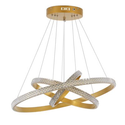 LEDTM® DIAMOND TRIO 61137-DECO Κρεμαστό Φωτιστικό Δαχτυλίδι-Κύκλος LED CCT 100W 12123lm 360° AC 220-240V - Εναλλαγή Φωτισμού μέσω Τηλεχειριστηρίου All In One Ψυχρό 6000k+Φυσικό 4500k+Θερμό 2700k Dimmable Φ25+40+60cm - Χρυσό Βούρτσας - 3 Years Warranty - Image 3