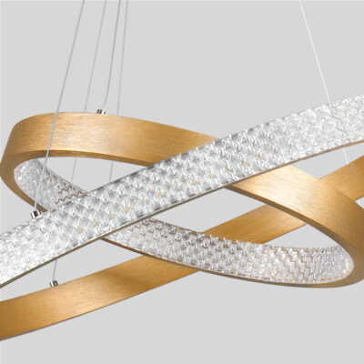 LEDTM® DIAMOND DUO 61151-DECO Κρεμαστό Φωτιστικό Δαχτυλίδι-Κύκλος LED CCT 75W 8743lm 360° AC 220-240V - Εναλλαγή Φωτισμού μέσω Τηλεχειριστηρίου All In One Ψυχρό 6000k+Φυσικό 4500k+Θερμό 2700k Dimmable Φ40+60cm - Χρυσό Βούρτσας - 3 Years Warranty - Image 4