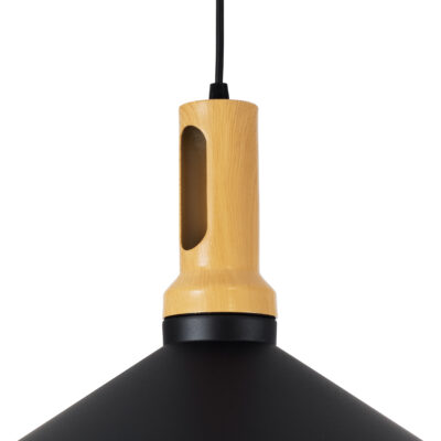 LEDTM® CALYPSO 01334-B Μοντέρνο Κρεμαστό Φωτιστικό Καμπάνα Μονόφωτο 1 x E27 IP20 Μαύρο & Χρυσό Μέταλλο με Μπεζ Ξύλο - Μ36 x Π36 x Υ35cm - Image 9