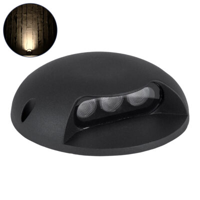 Alternative view of LEDTM® STEPLUNA 90616 Φωτιστικό Σκαλοπατιού / Διαδρόμου LED 3W 330lm 10° DC 24V Αδιάβροχο IP65 Θερμό Λευκό 2700K Dimmable - Bridgelux SMD Chip - Μαύρο Ματ - Μ12 x Π12 x Υ3cm - 3 Χρόνια Εγγύηση