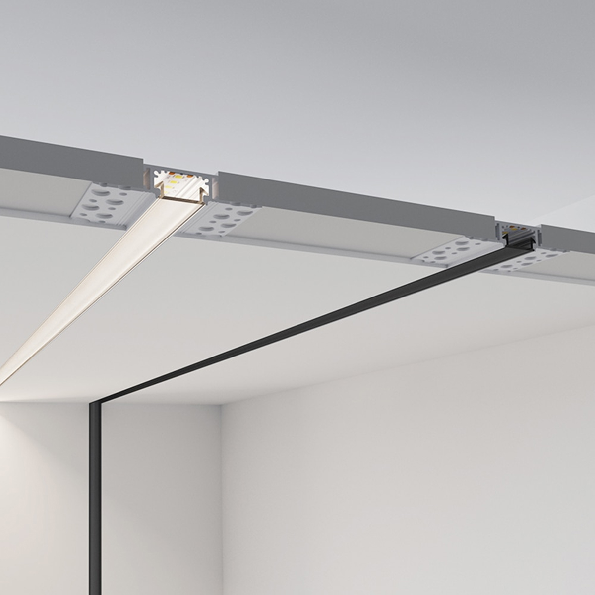 LEDTM® ALP-PLASTERIN GYPSO 70819-3M Χωνευτό Προφίλ Αλουμινίου Ειδικό για Γυψοσανίδα με Λευκό Γαλακτερό Πατητό Κάλυμμα για Ταινίες LED IP20 - Ασημί & Λευκό - Μ300 x Π6.7 x Υ1.4cm - Πακέτο 5 Τεμαχίων - Image 8